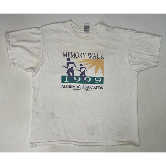 VINTAGE Memory Walk Alzheimer's Association 1999 T-shirt Men XL White 90s - Picture 1 of 7